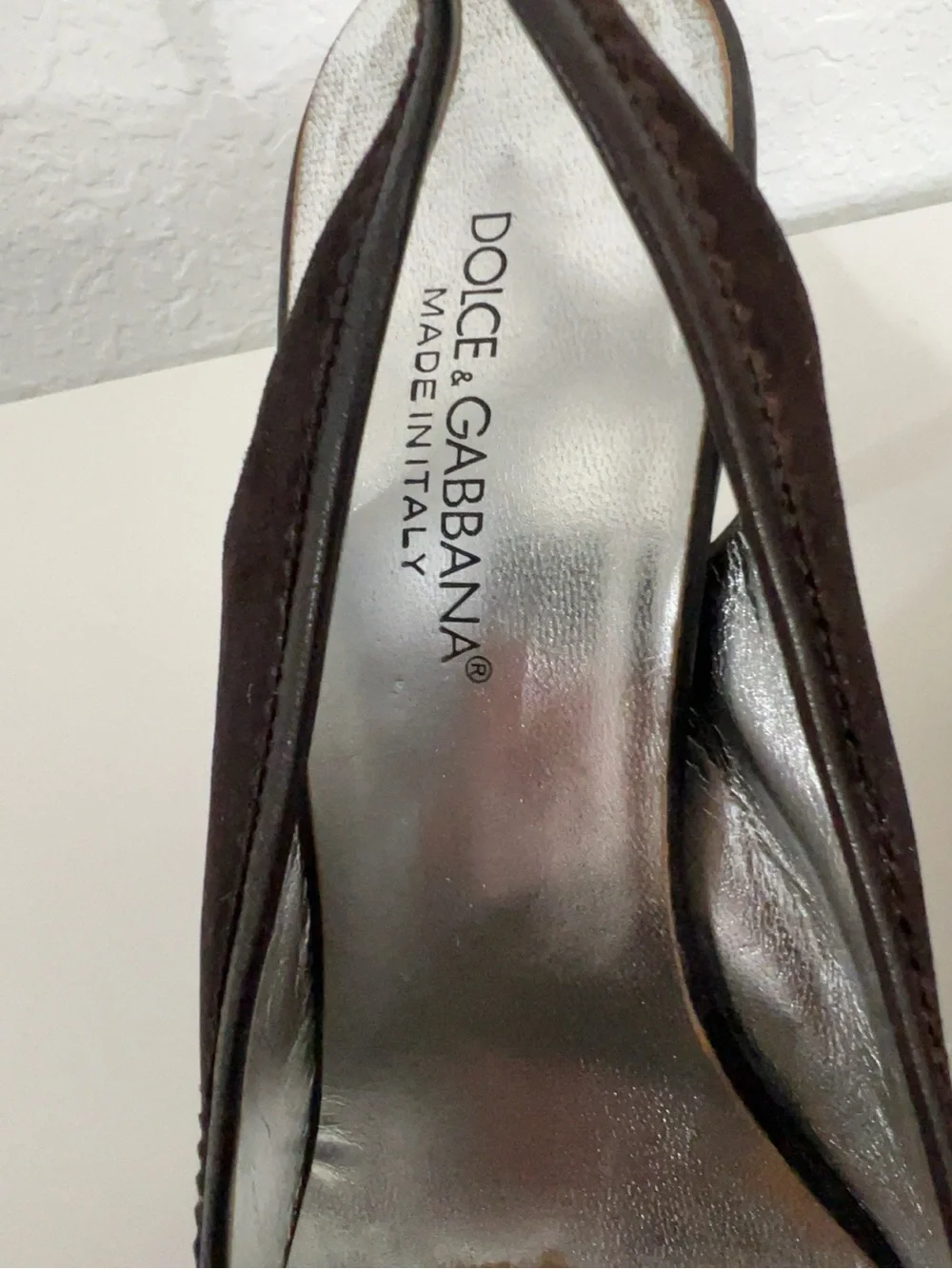 Vintage Dolce & Gabbana Brown Suede Bow Slingback Heels Size 39